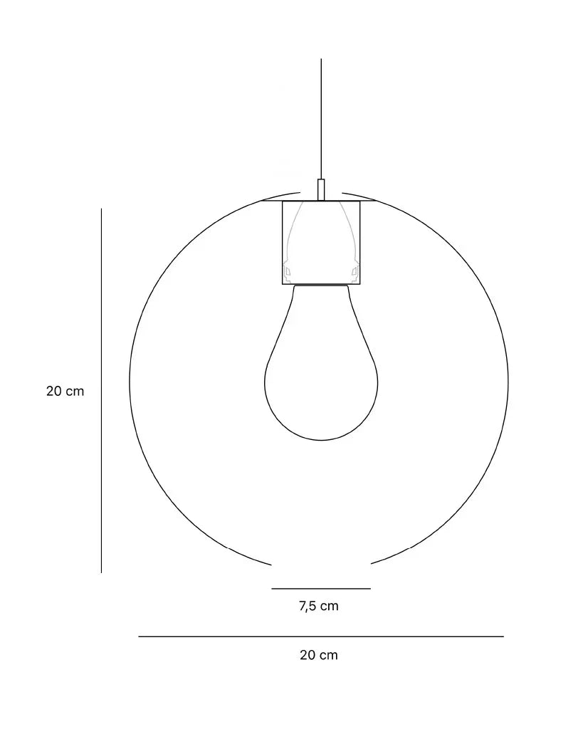 schematische Zeichnung des Lampenschirms mit Maßen und Leuchtzubehör