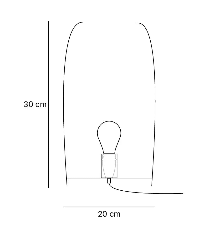 schematische Zeichnung des Lampenschirms mit Maßen und Leuchtzubehör
